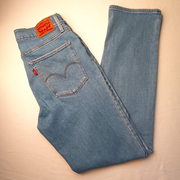 Levi's 724 High Rise Straight Jeans Size 29/8 Medium Light Wash Distressed - Picture 1 of 10